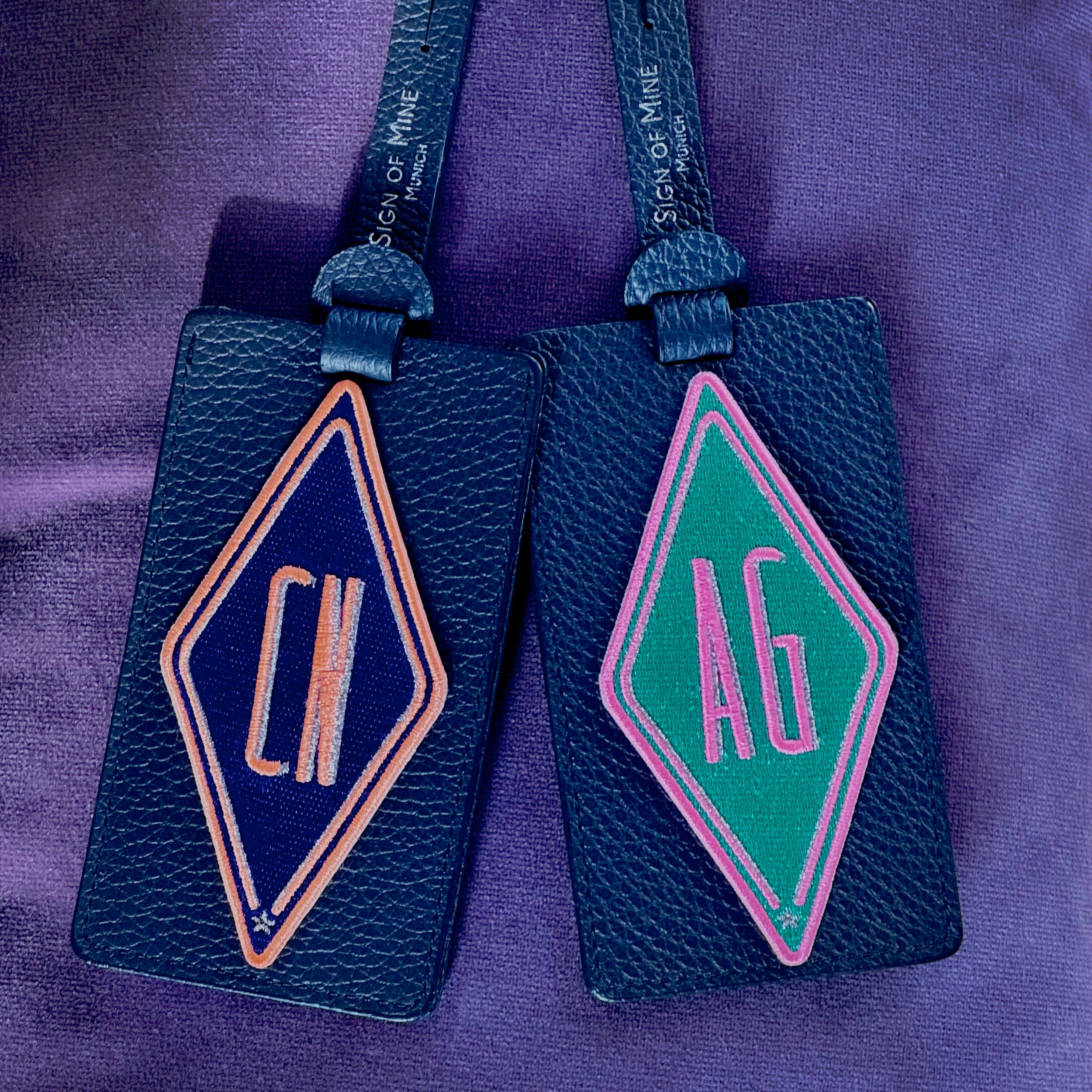 Gepäckanhänger Karo · grün · personalisierbar