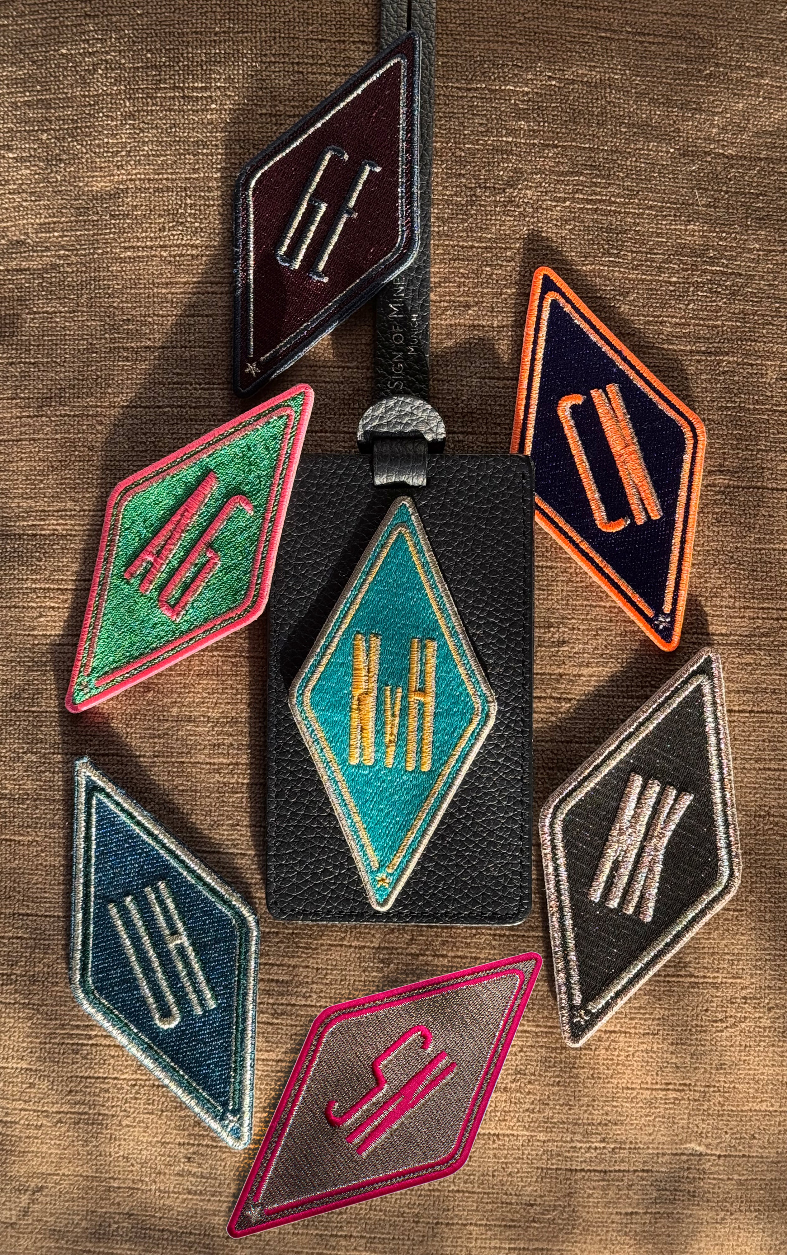 Gepäckanhänger Karo · beige · personalisierbar