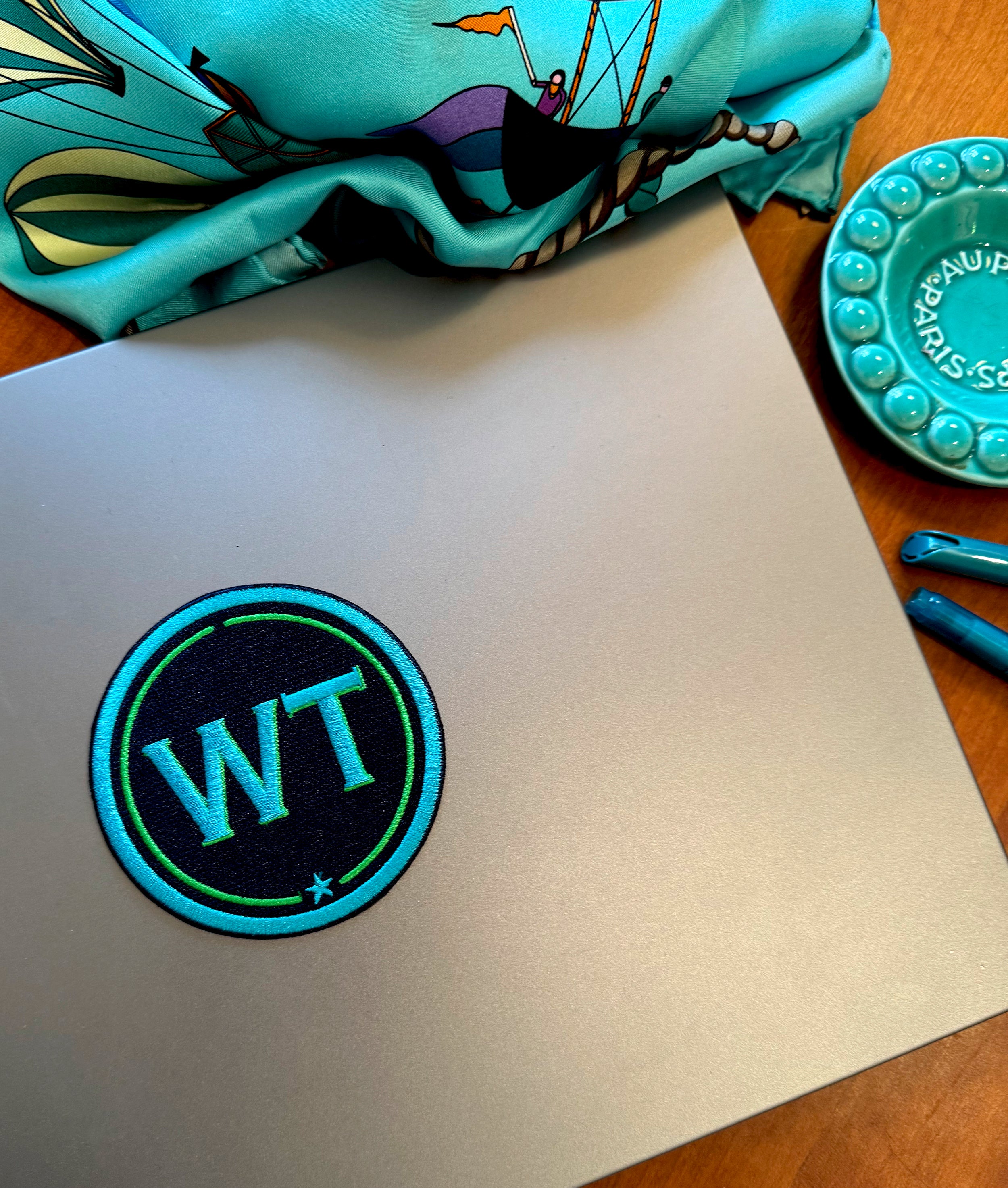 Label INITIALEN · 9cm · türkis/grün · personalisierbar