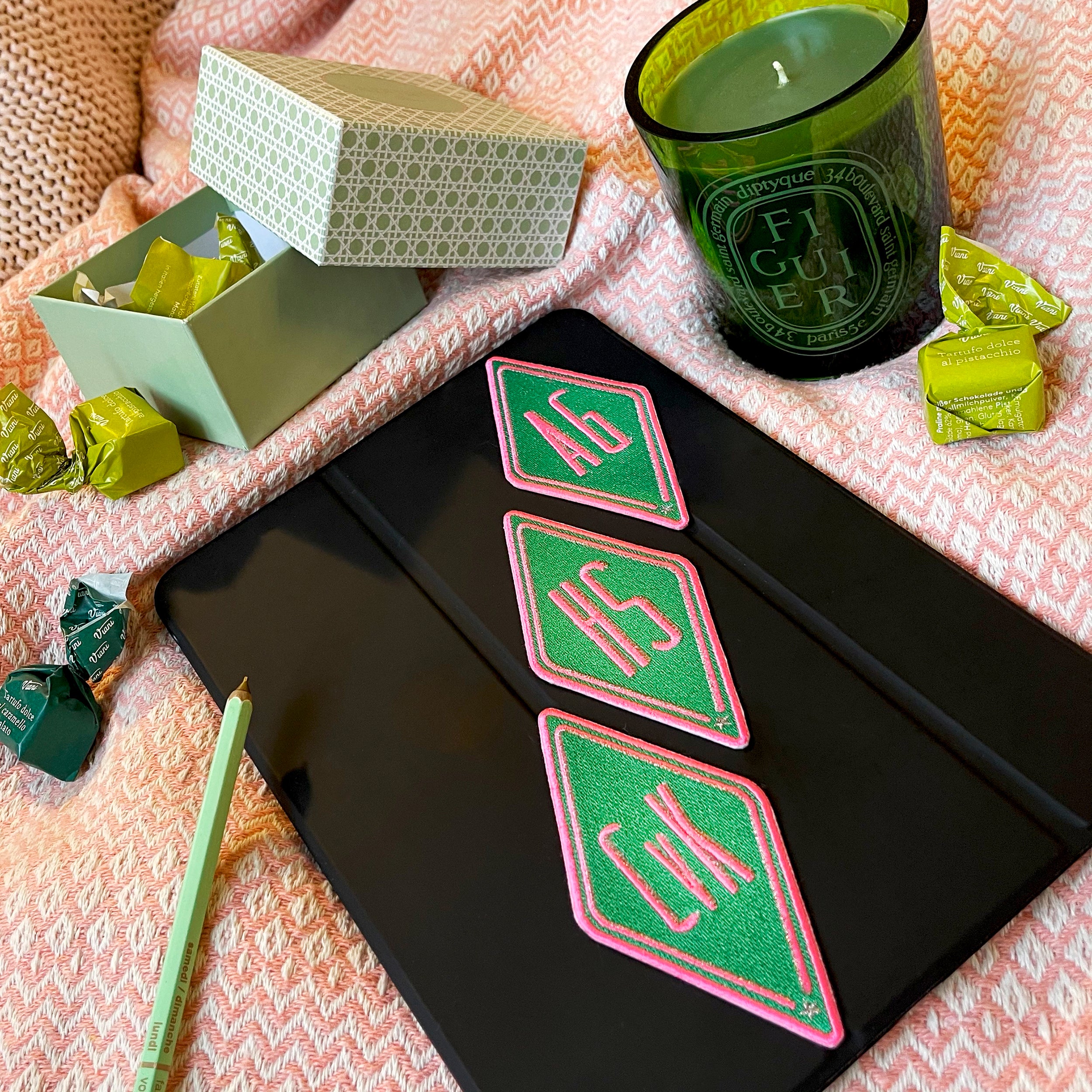 Label Karo · grün · personalisierbar