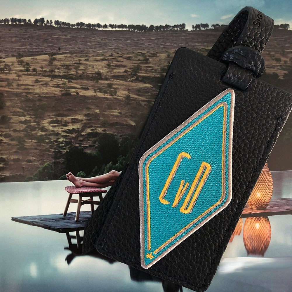 Gepäckanhänger Karo · türkis · personalisierbar