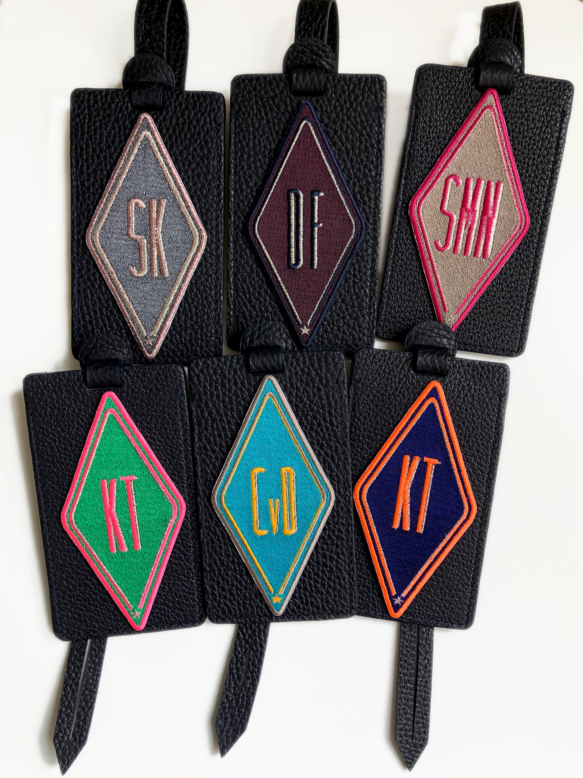 Gepäckanhänger Karo · bordeaux · personalisierbar