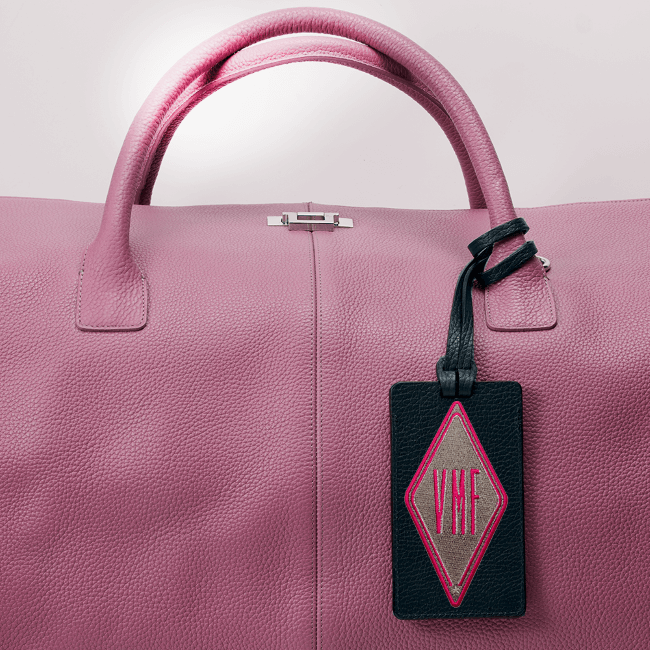 Gepäckanhänger Karo · beige · personalisierbar