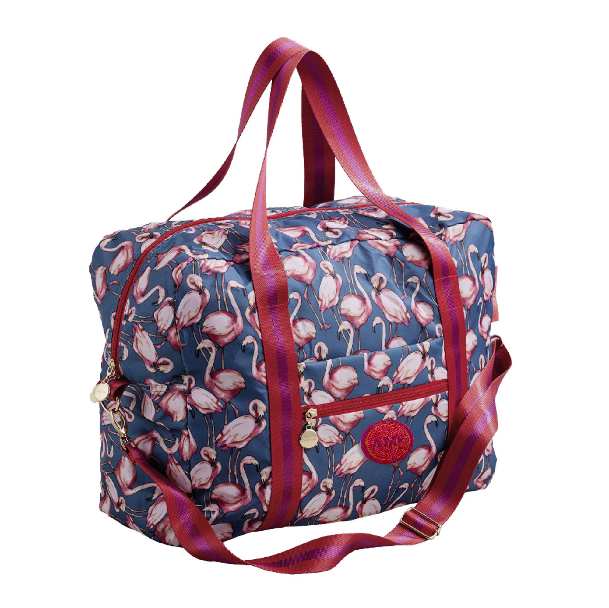 Easy Travel Bag DE LUXE PINK FLAMINGO mit Initialen-Patch