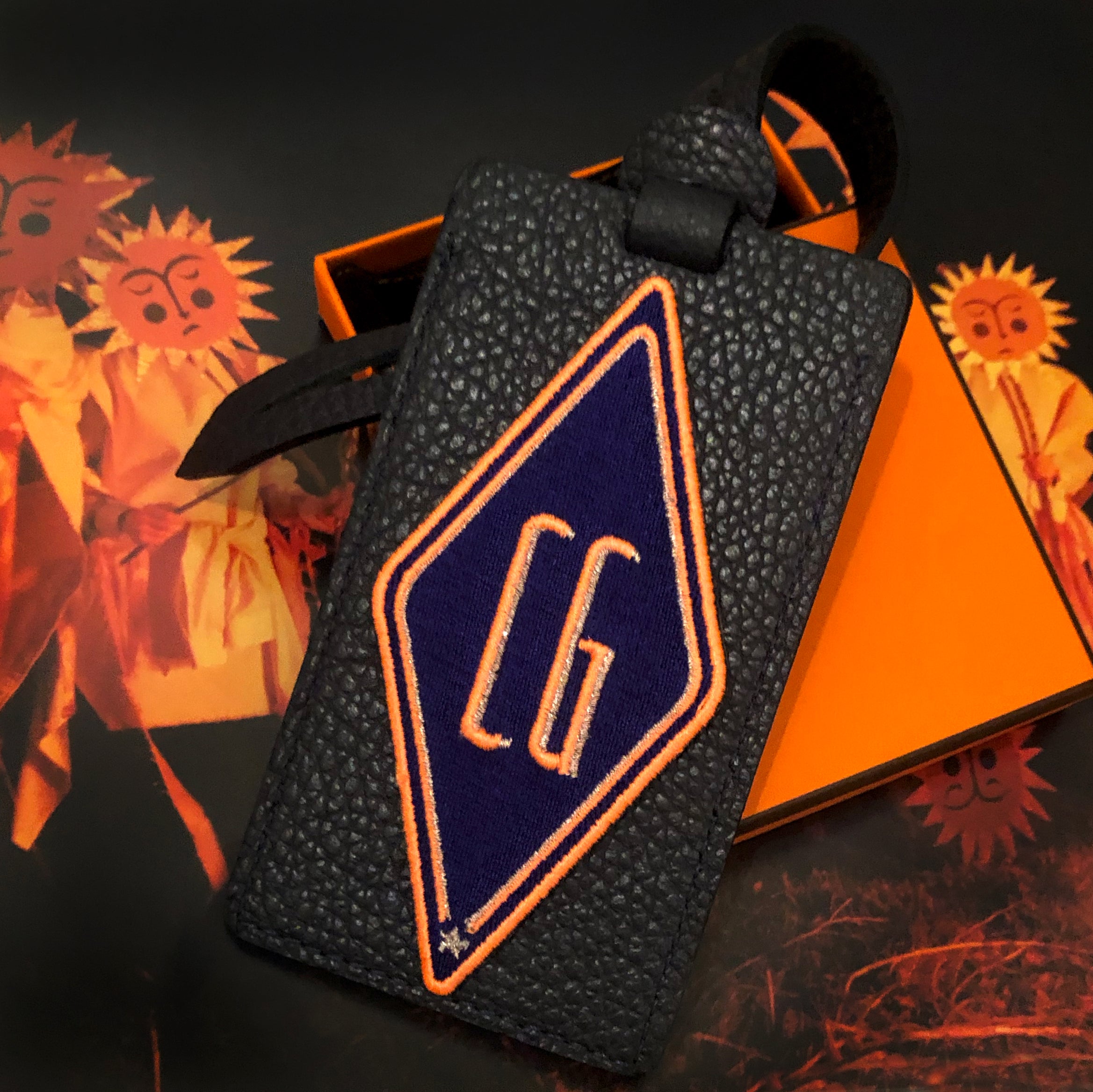 Gepäckanhänger Karo · violett · personalisierbar