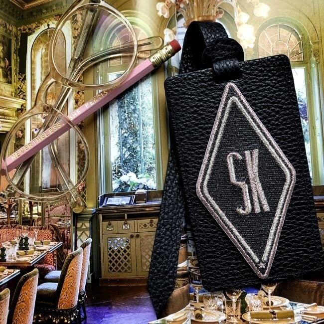 Gepäckanhänger Karo · grau · personalisierbar