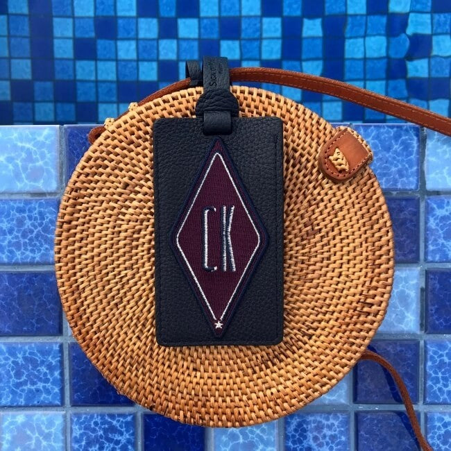 Gepäckanhänger Karo · bordeaux · personalisierbar