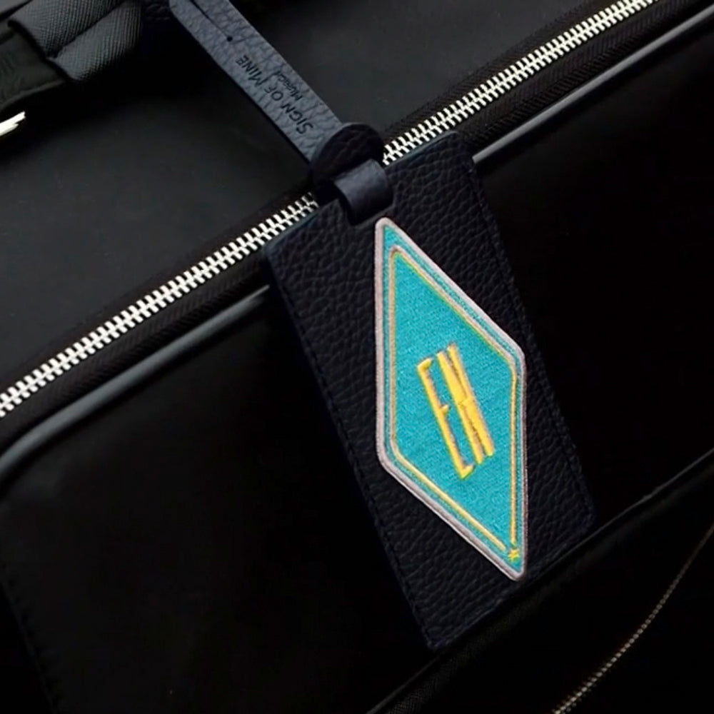 Gepäckanhänger Karo · türkis · personalisierbar