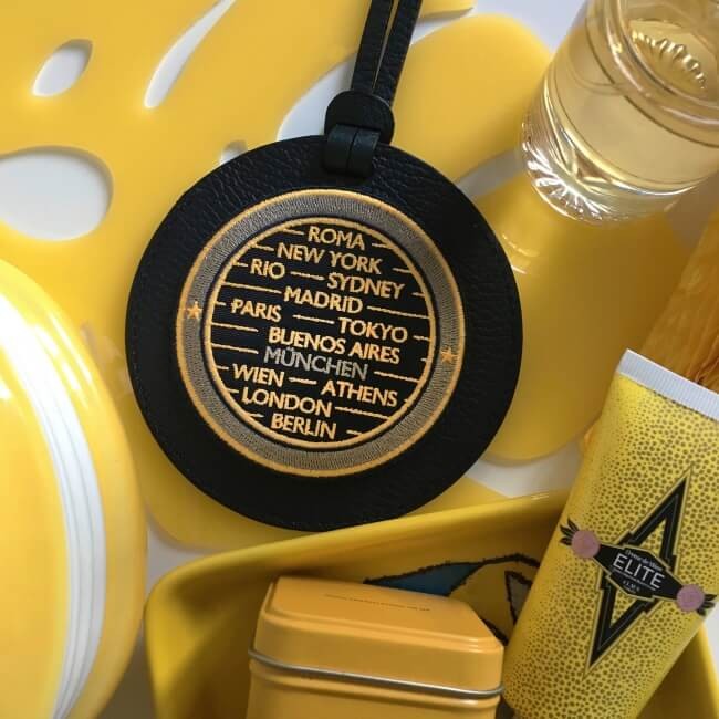 Gepäckanhänger CITIES · gelb/beige · personalisierbar