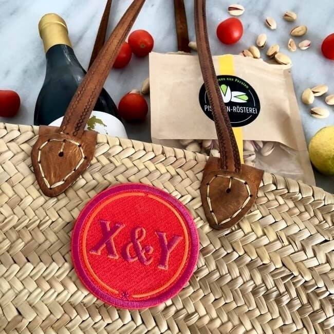 Label INITIALEN · 9cm · rot/pink · personalisierbar