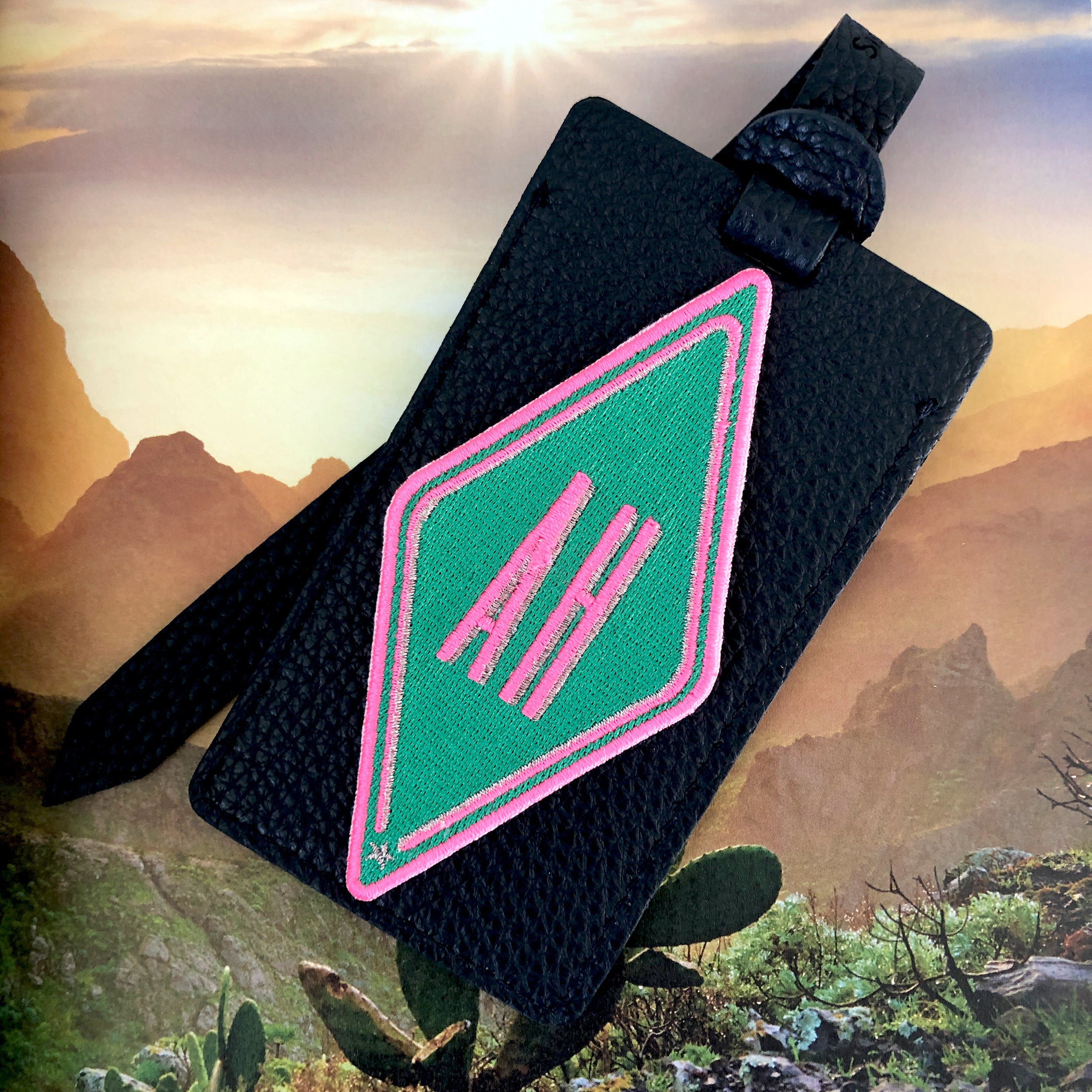 Gepäckanhänger Karo · grün · personalisierbar