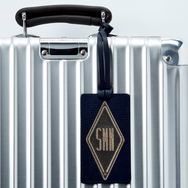 Gepäckanhänger Karo · grau · personalisierbar