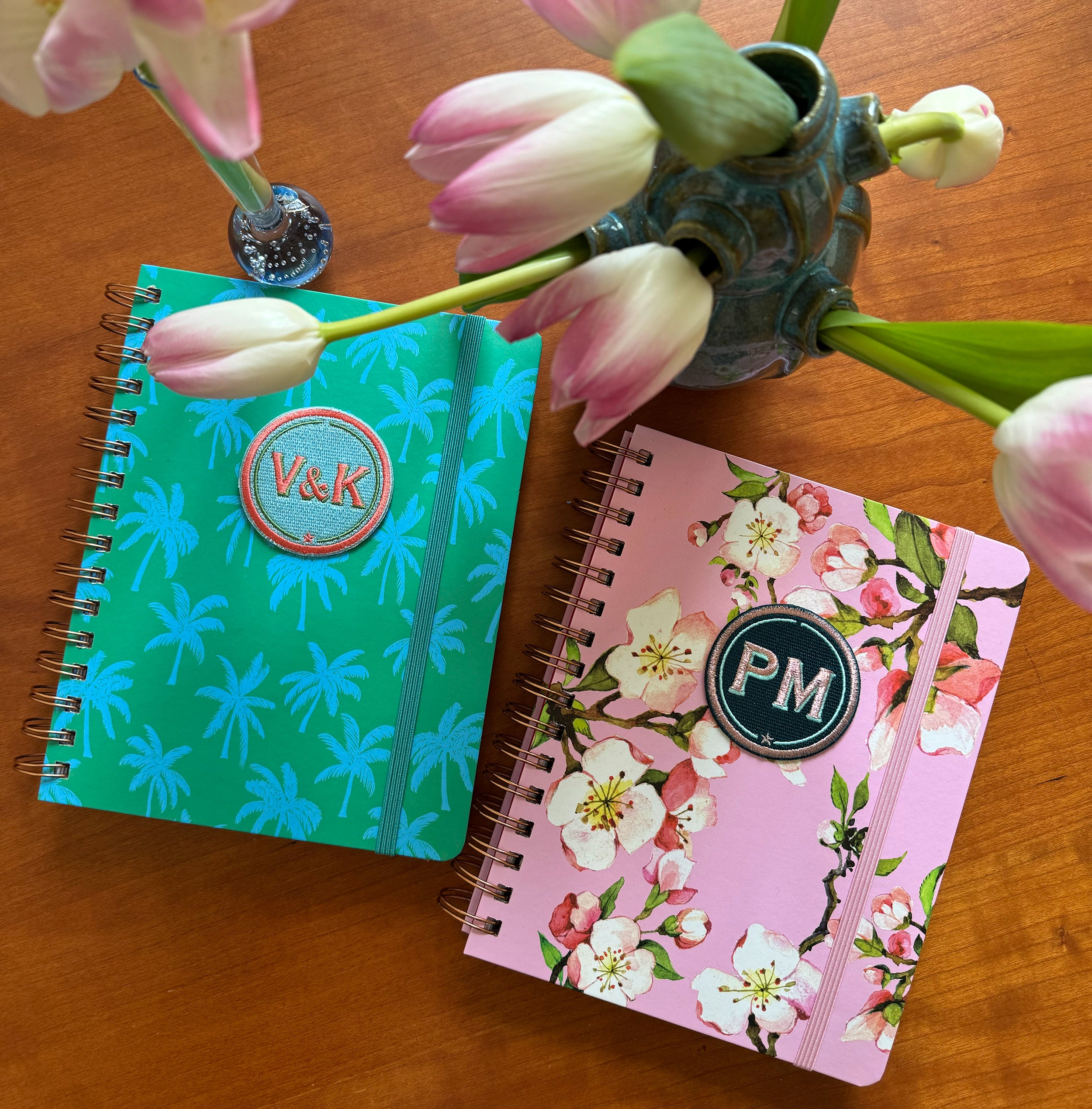 Ringbuch Kirschblüte mit Initialen-Patch