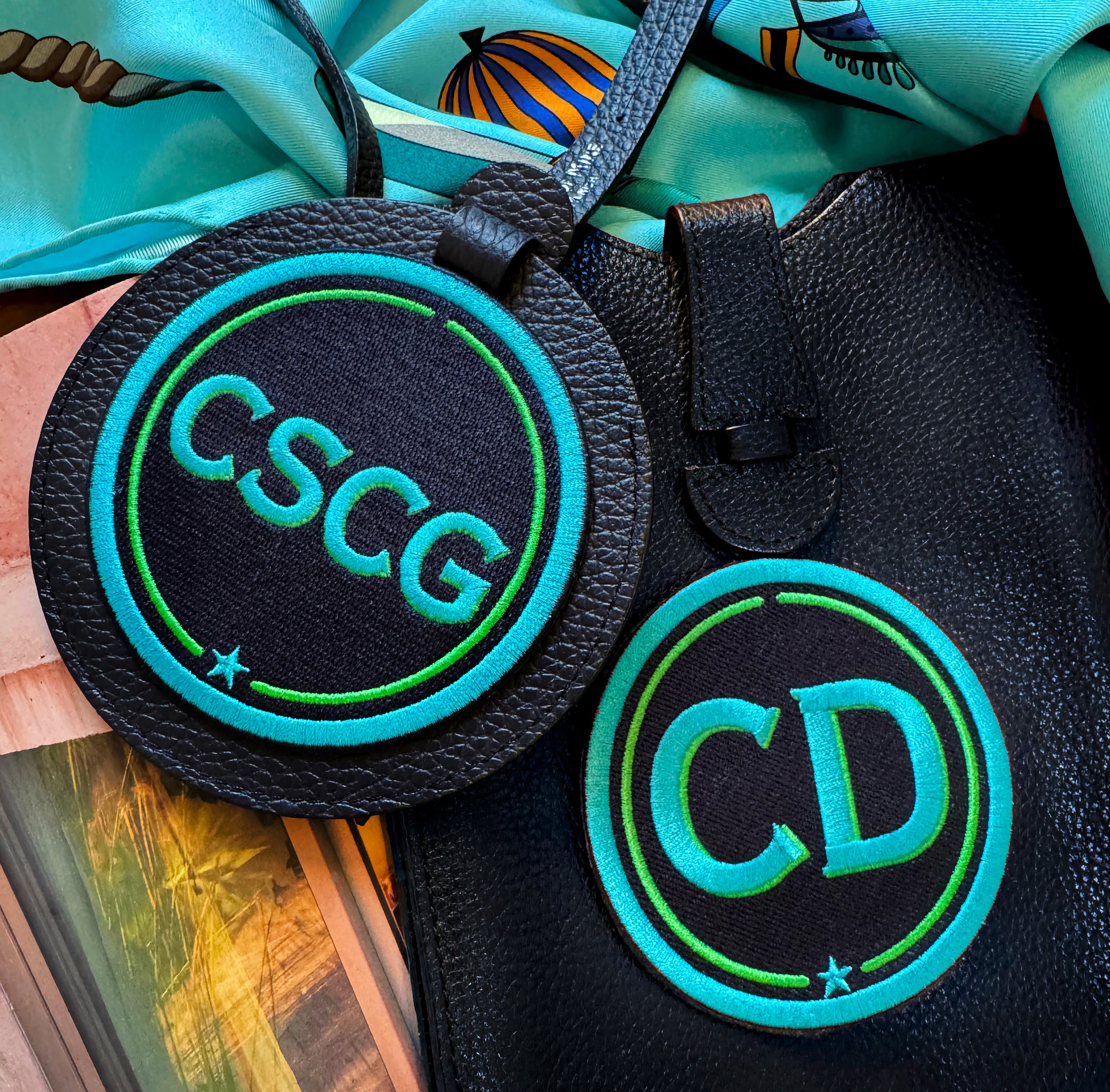 Gepäckanhänger INITIALEN · türkis/grün