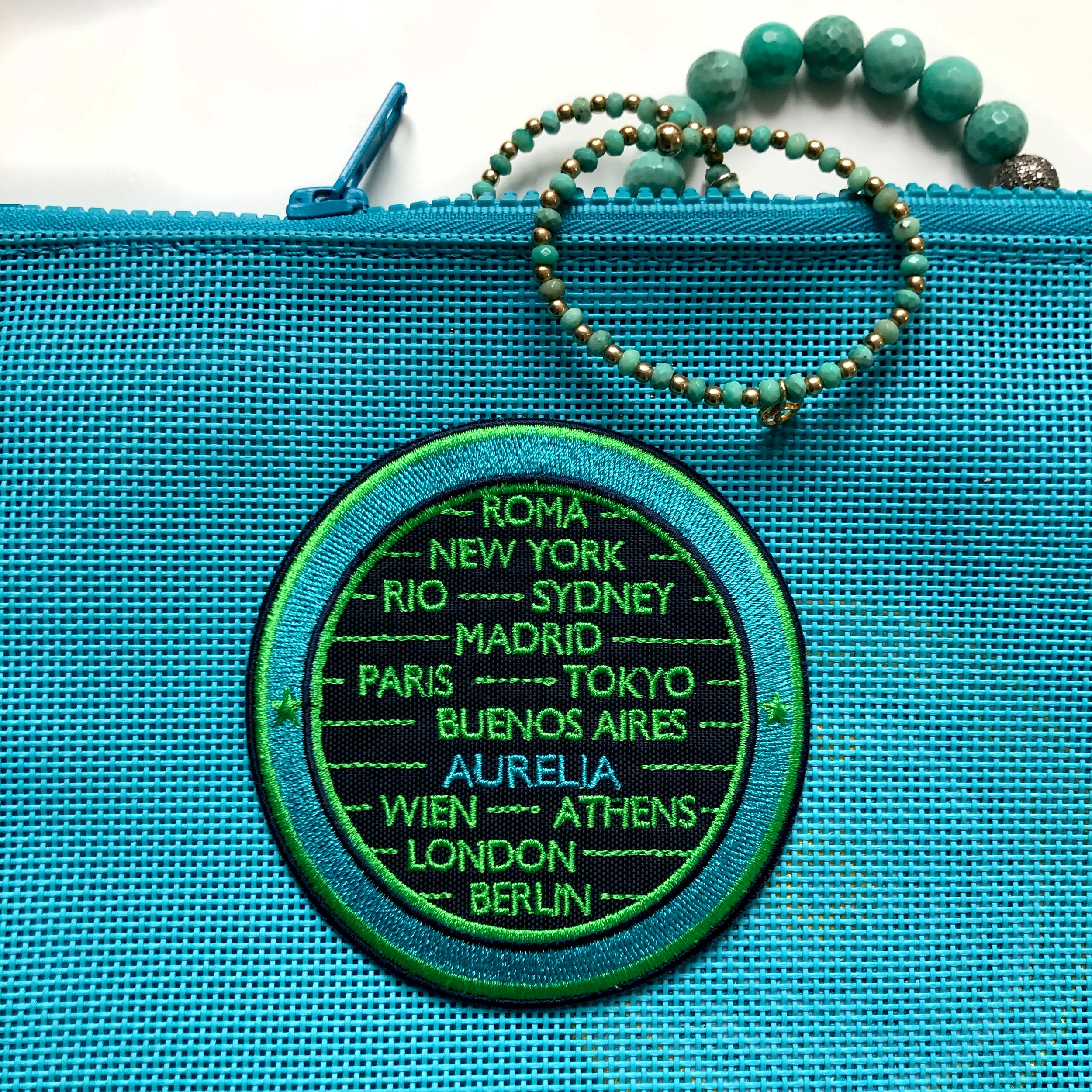 Label CITIES · türkis/grün · personalisierbar