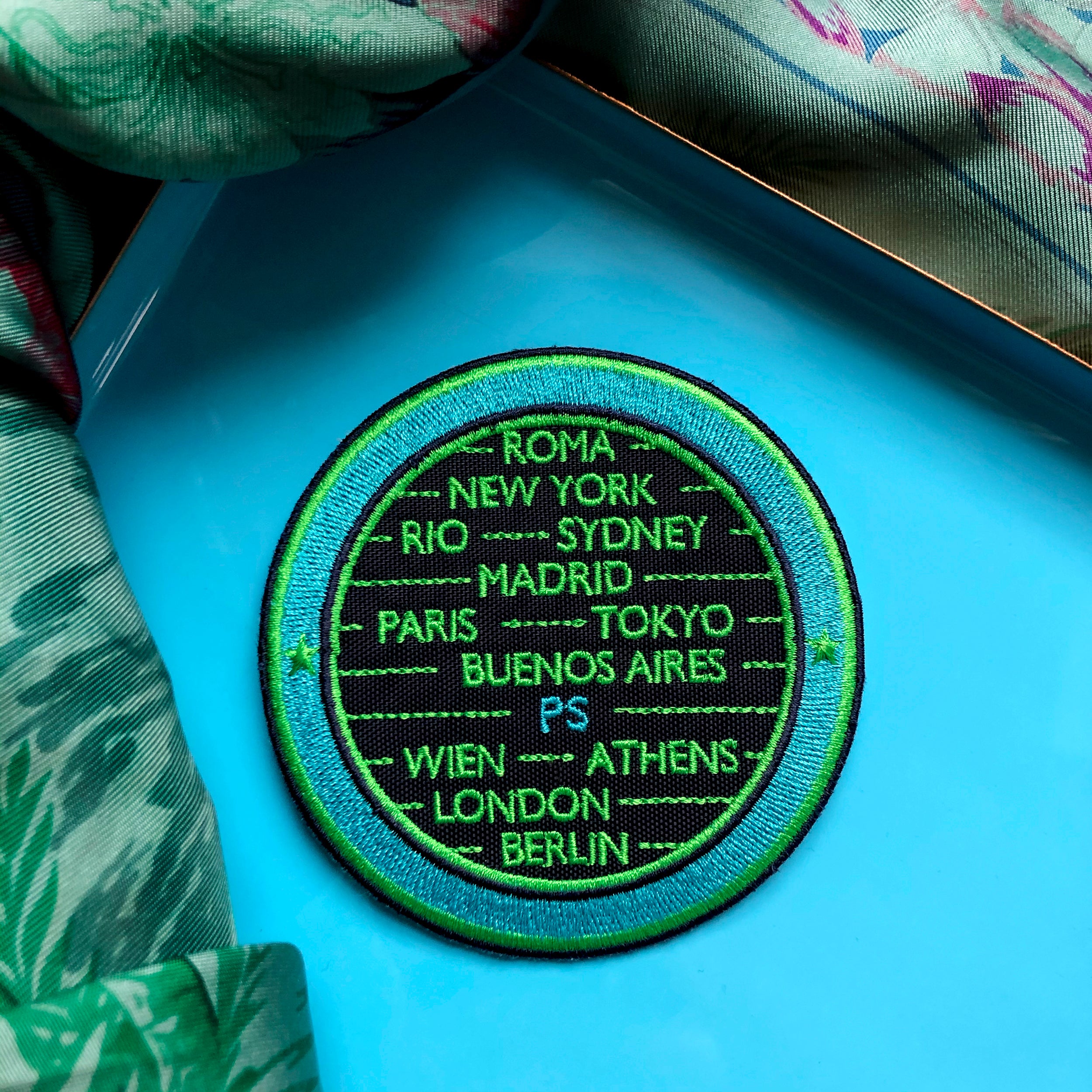 Label CITIES · türkis/grün · personalisierbar