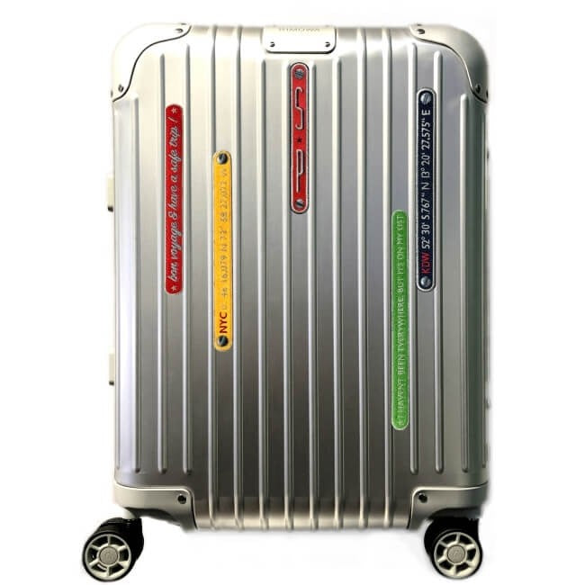 KOFFER PATCH: INITIALEN + GPS KOORDINATEN BLAU · personalisierbar