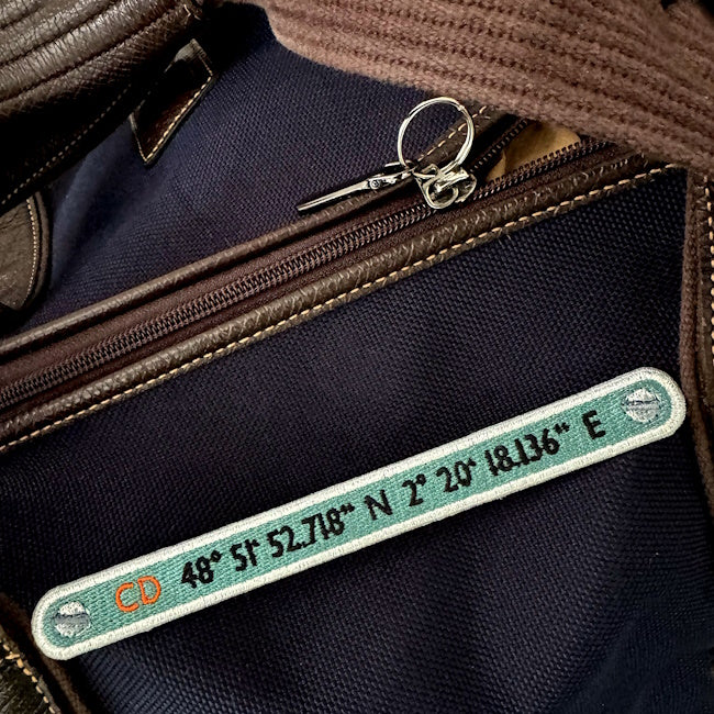 KOFFER PATCH: INITIALEN + GPS KOORDINATEN GRÜN · personalisierbar