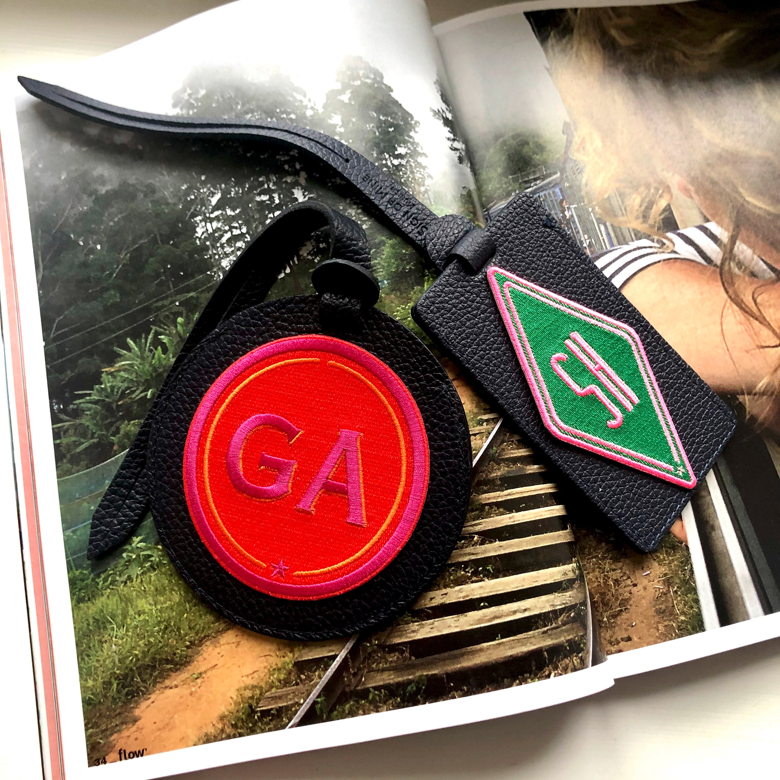 Gepäckanhänger Karo · grün · personalisierbar