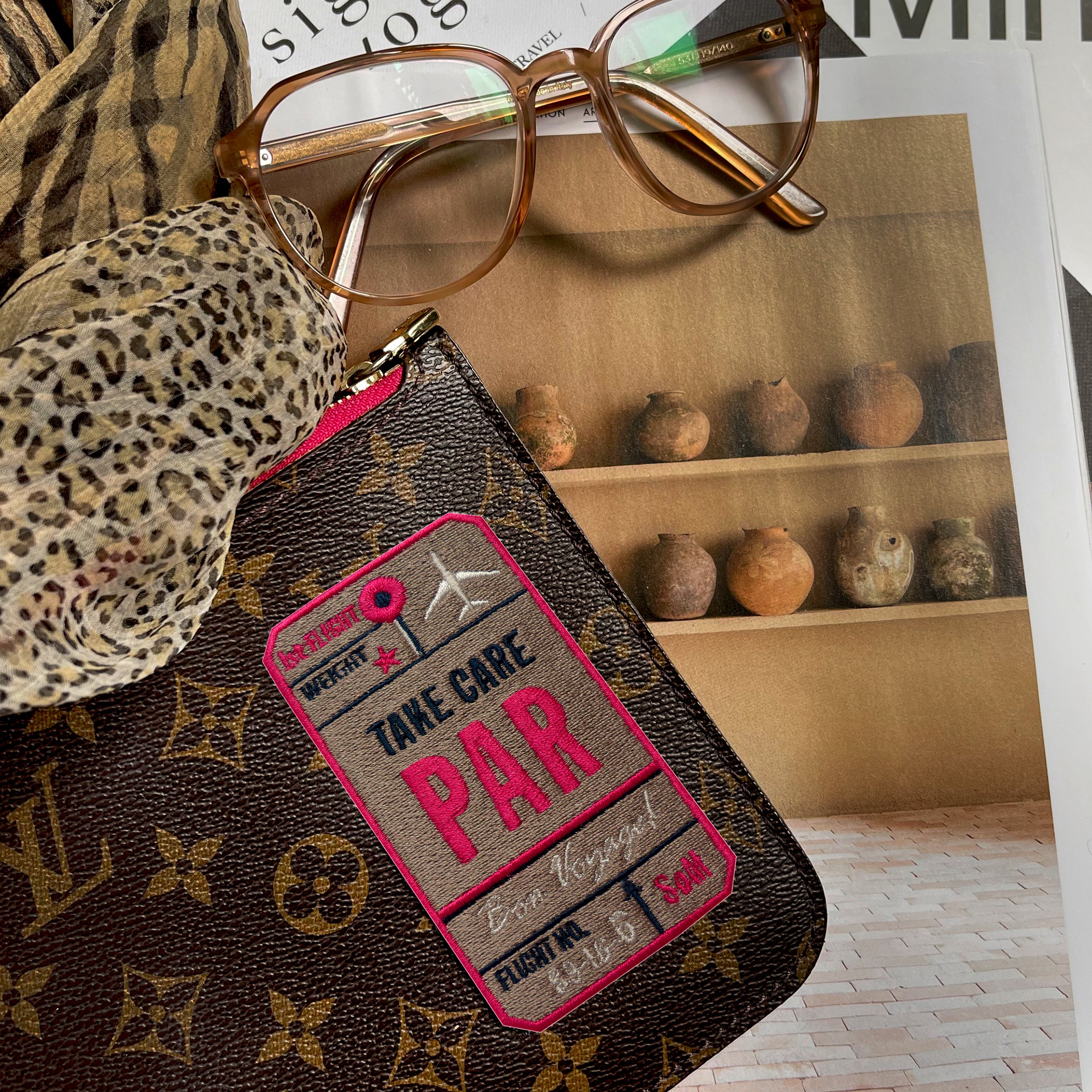 Label AIR TICKET · beige · personalisierbar