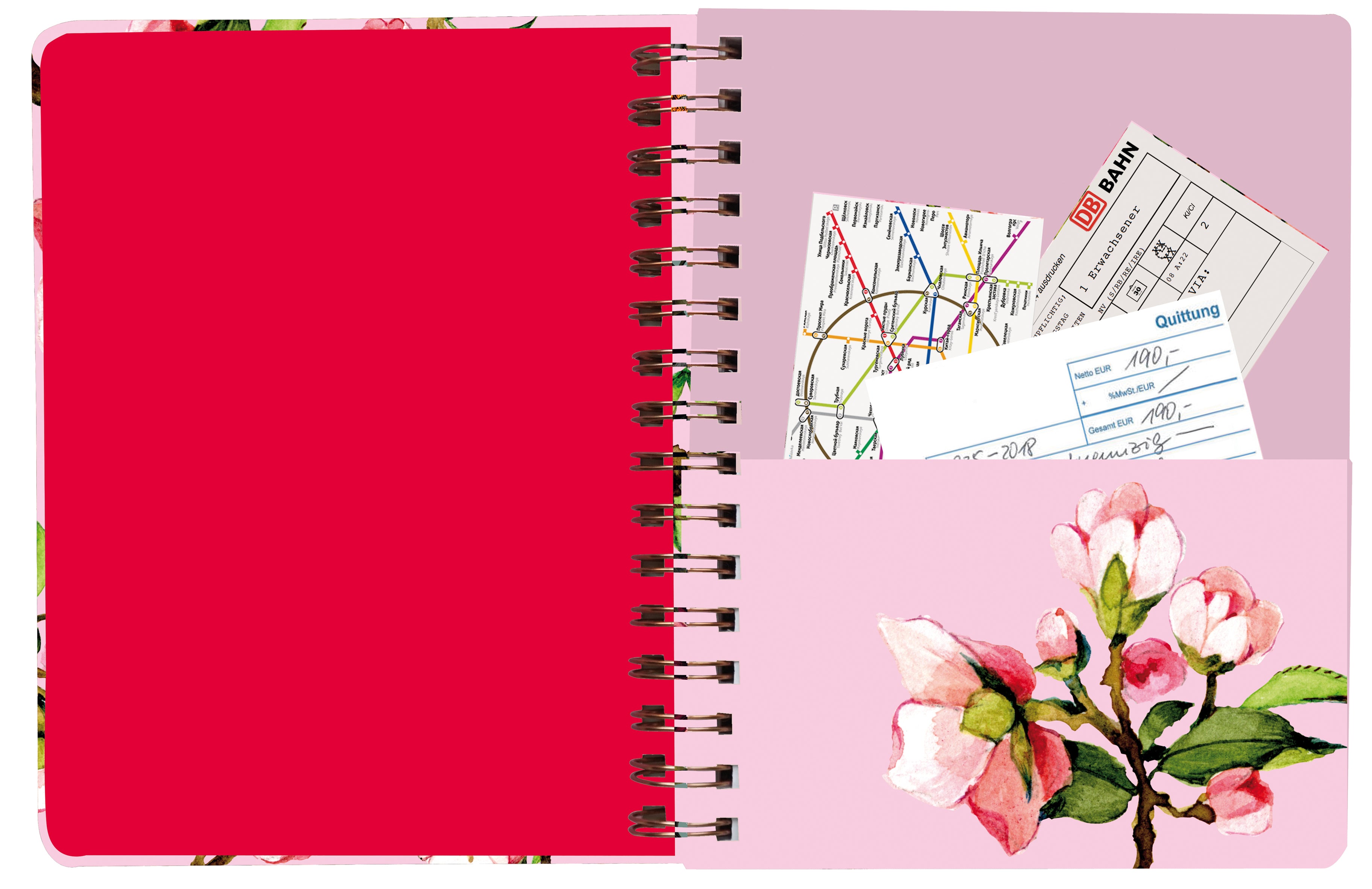 Ringbuch Kirschblüte mit Initialen-Patch