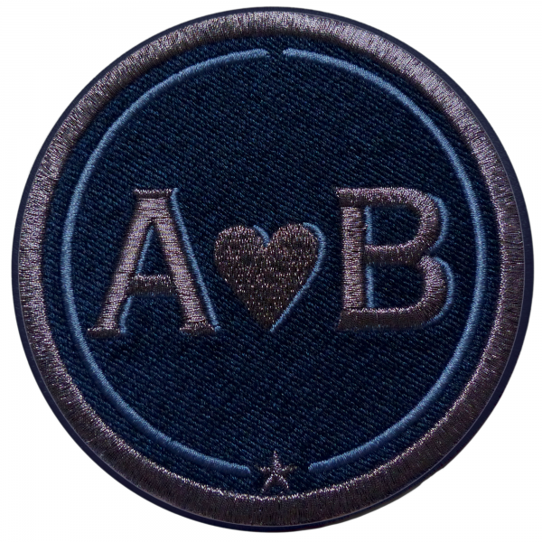 Label LOVE 9 cm · anthracite metallic/navy blue · customizable