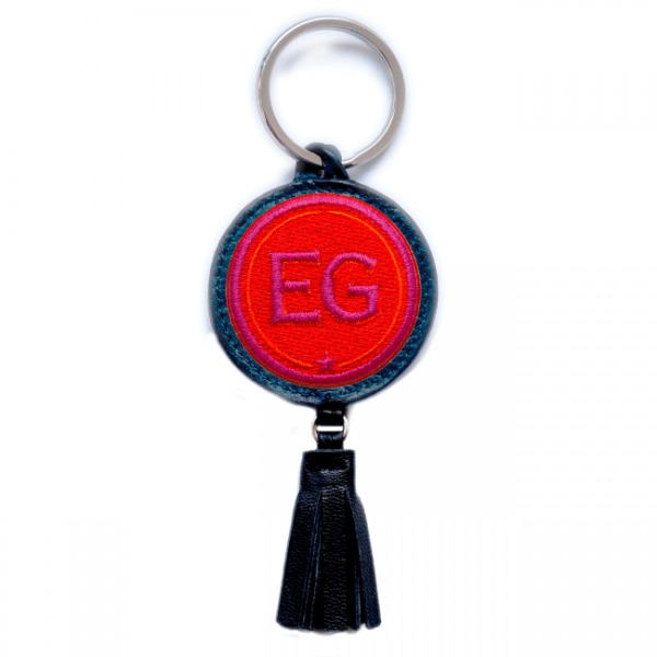 Key ring INITIALS · red/pink · with tassel · customizable