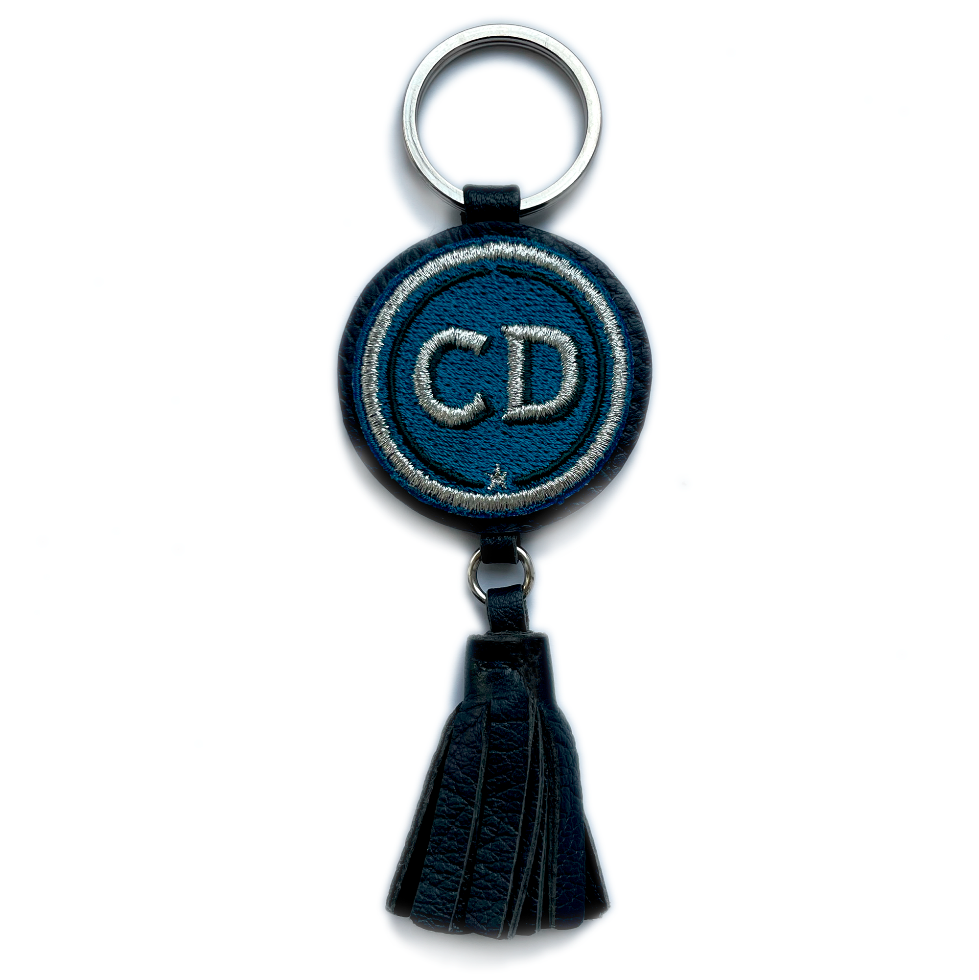 Key ring INITIALS · grey/metallic · with tassel · customizable