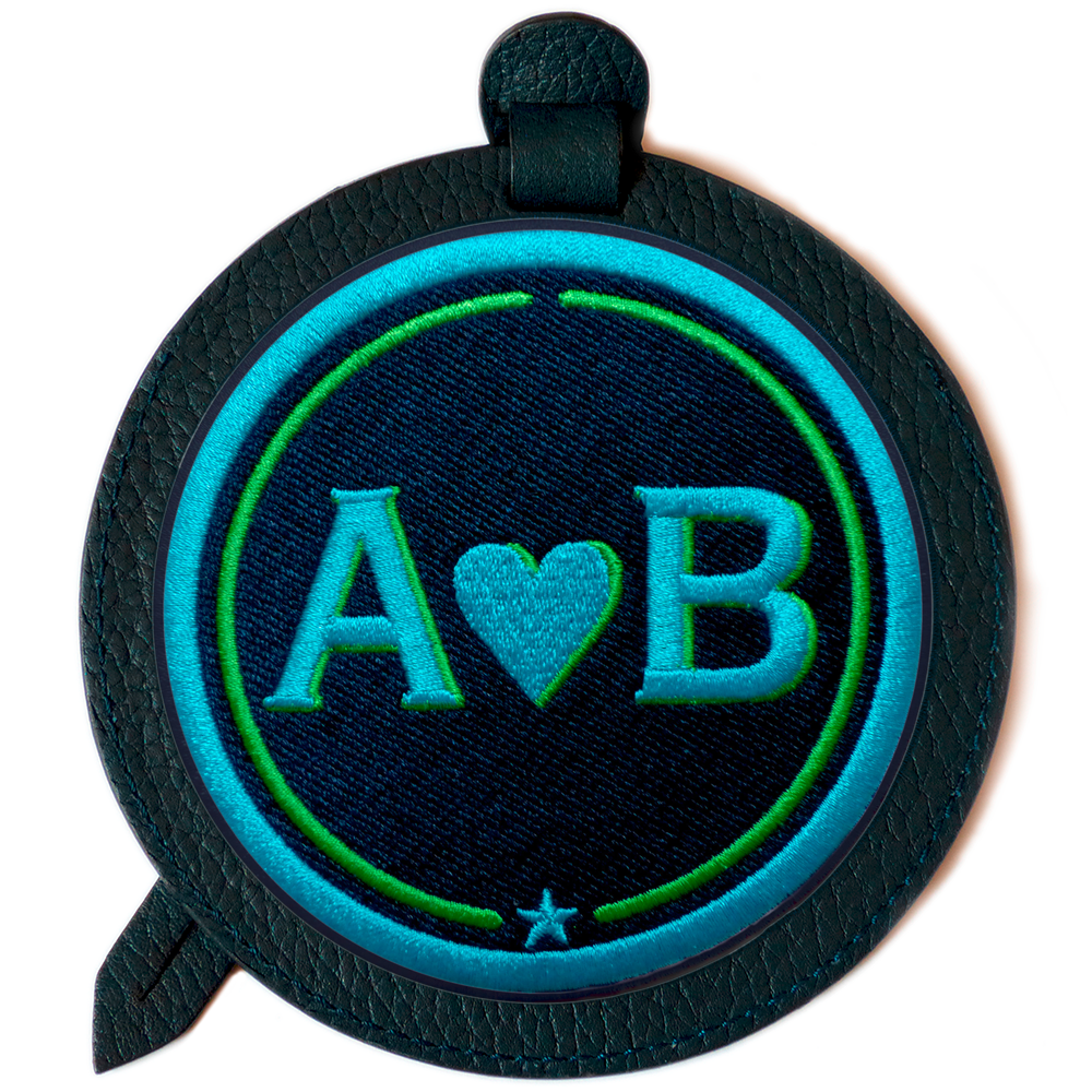 Luggage-tag LOVE turquoise/green · customizable