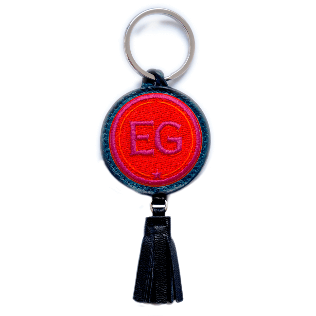 Key ring INITIALS · red/pink · with tassel · customizable