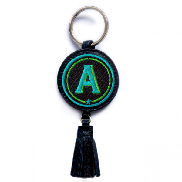 Schlüsselanhänger ABC · türkis/grün · mit Tassel