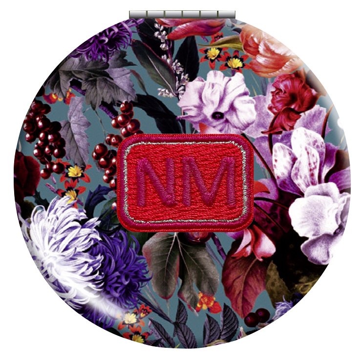 Klappspiegel BLUMENGRUSS mit Mini Initialen-Patch
