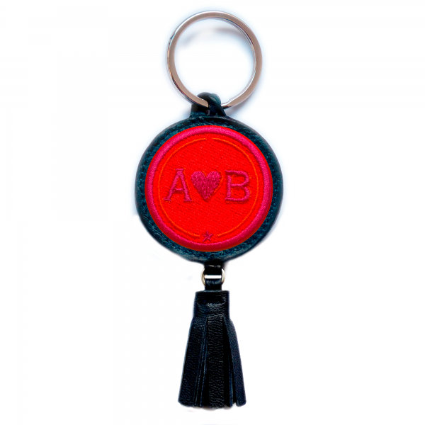 Key-ring LOVE red/pink with tassel · customizable