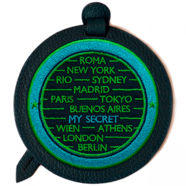 Luggage tag CITIES · TURQUOISE / GREEN · CUSTOMIZABLE