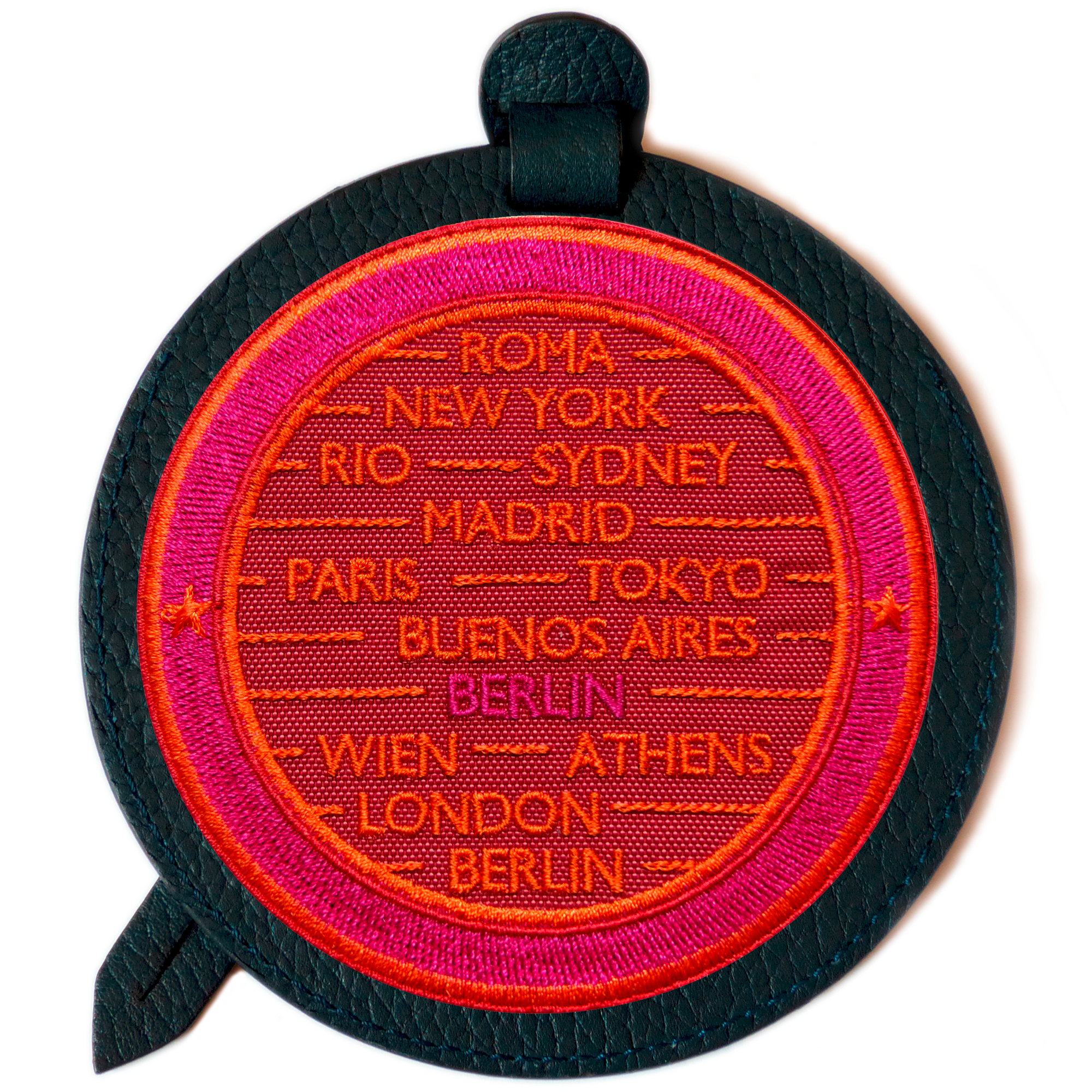 Luggage tag CITIES · RED / PINK · CUSTOMIZABLE